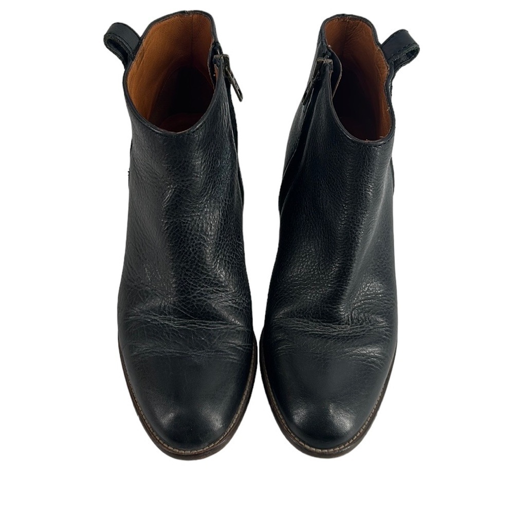 Madewell The Billie Boot black bootie Italian leather stacked heel sz 7 - Picture 4 of 12